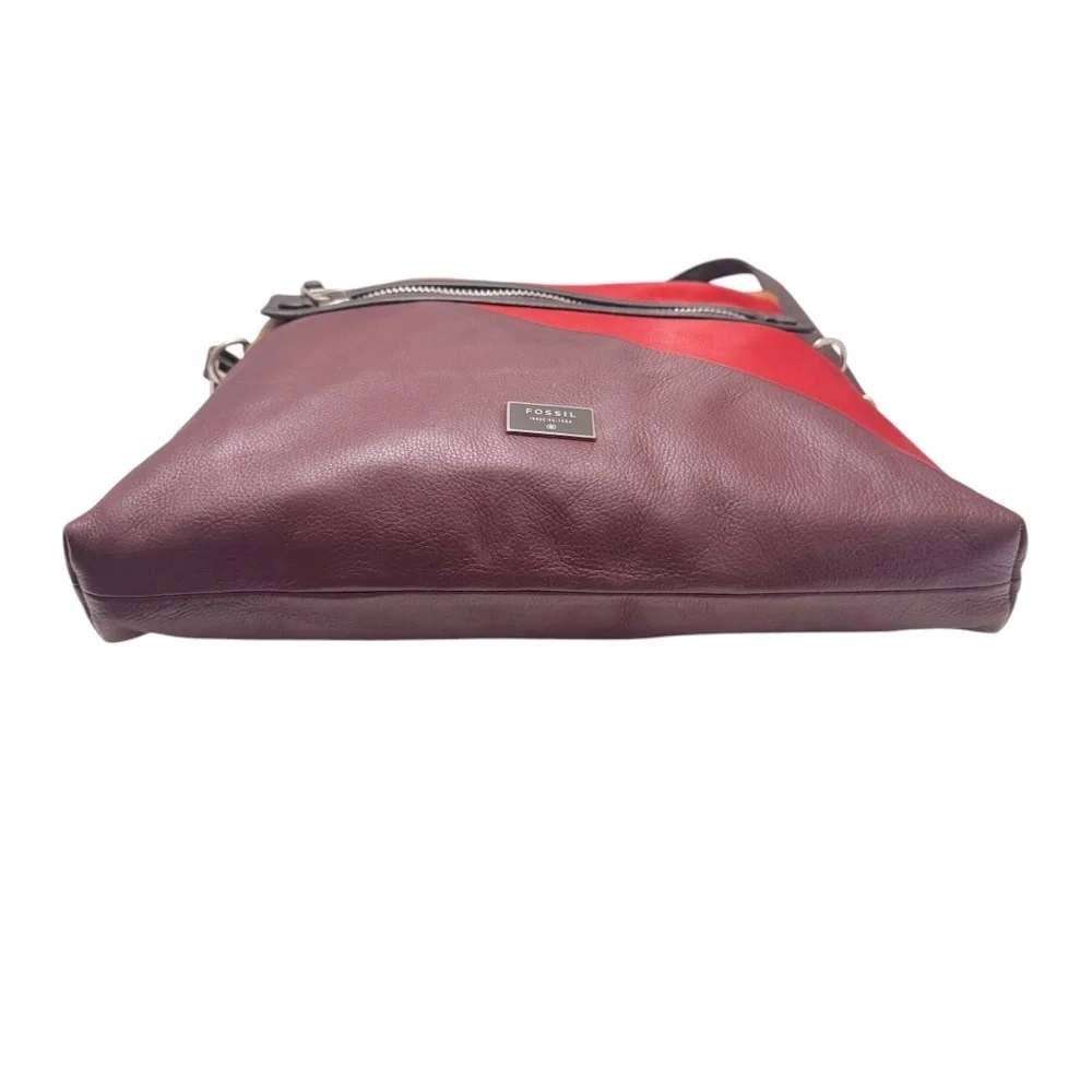Fossil Dawson Foldover Colorblock Leather Convertible Tote Shoulder Bag‎